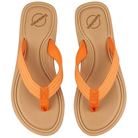 Saidoteto Women's Flip Flops Sandal Casual Summer Thongs Comfort Slip-on Sandal Beach Wear.Orange Size 7 W220817 Cover