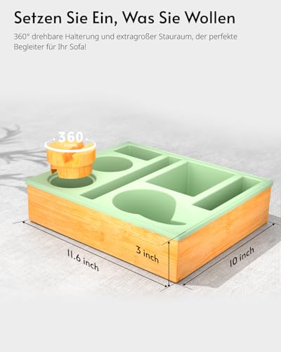 Couchbar Snackbox Silikon sofatablett mit 360 Grad Drehbar Handyhalter beistelltisch mit Holz Sofatablett für Sofa, kino Deko… – Ansicht 3