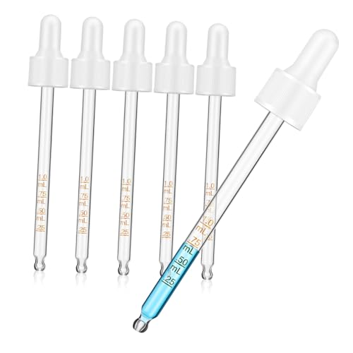 SOLUSTRE Glass Dropper Pipettes Essential Oil Droppers Easy Squeeze Bulb Graduations