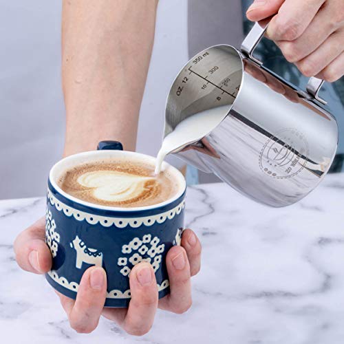 Zowie King Milk Frothing Pitcher 12Oz,Espresso Steaming Pitcher 12Oz,Espresso Machine Accessories,Milk Frother Cup 12Oz,Milk Coffee Cappuccino Latte Art,304 Stainless Steel Jug Cup With Decorating Art Pen thumb #4