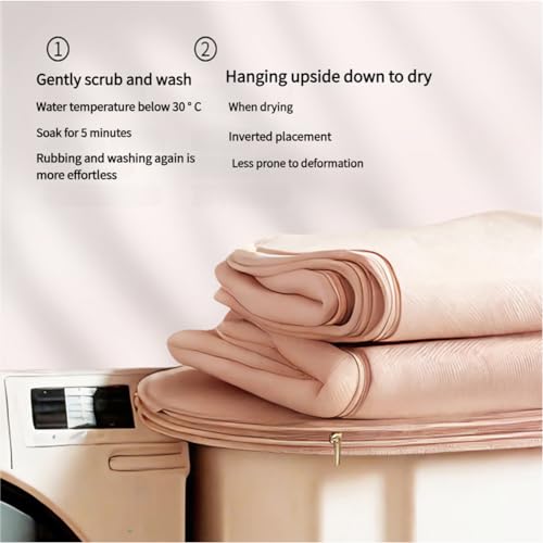 2025 New Space Saving Hanging Garment Bag with Self Compression Zipper, Upgrade Dust Cover Clothes Bags for Down Coat, Closet Organizers Heavy Duty Garment Bag Winter Coat Storage (Beige, L)4