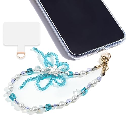 Image of Marble Beaded Phone Wrist Strap for Women, Detachable Design