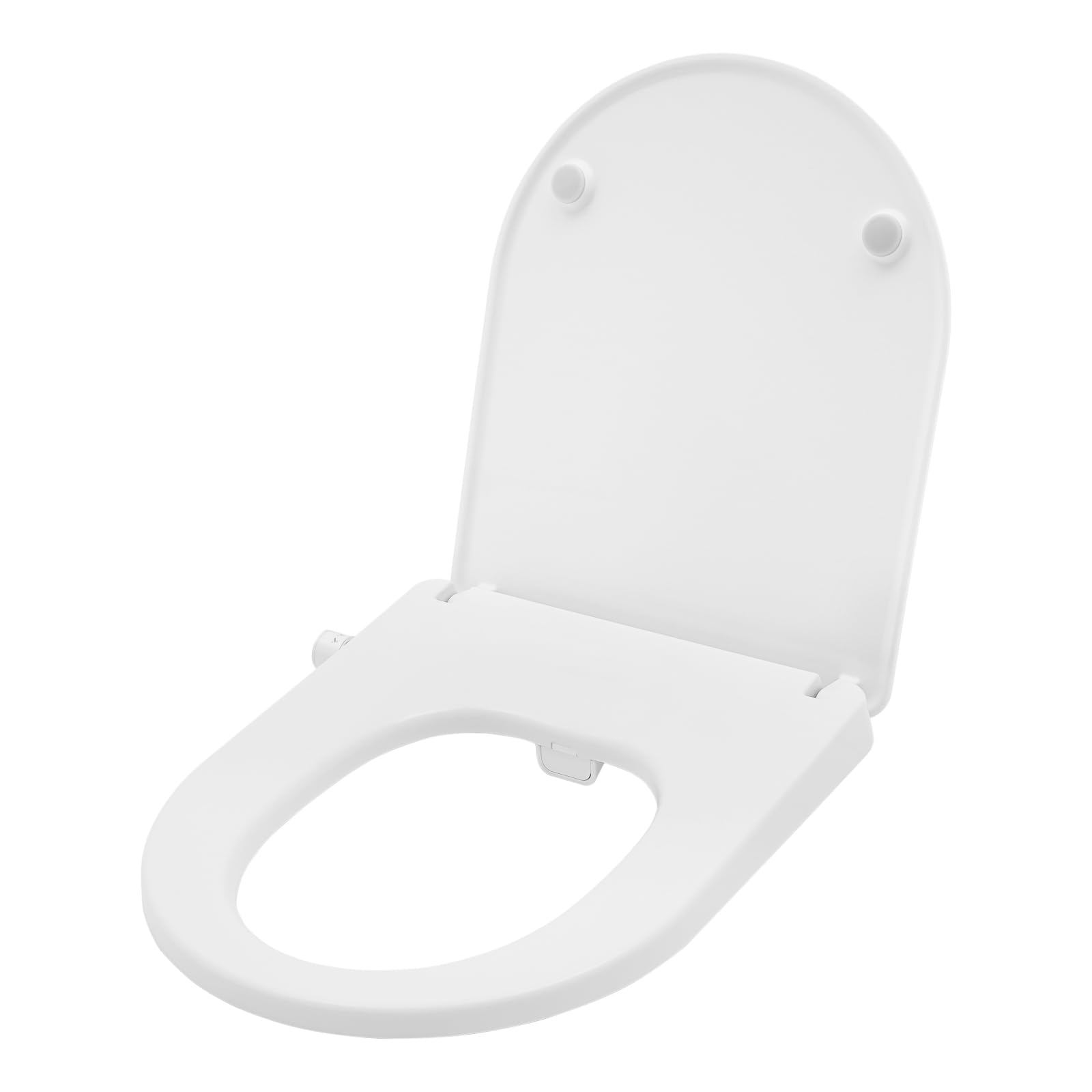 Coperchio WC con doppio ugello per bidet, sedile WC a forma di O, con spray ad acqua, design a bottoni, modalità risciacquo e preriscaldamento, bianco