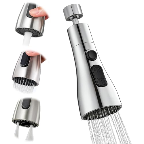 Douchette Evier Cuisine Robinet 360 Degres, 3 Modes Embout Robinet Cuisine avec Aerateur Mitigeur Evier Cuisine, Fabriqué à partir de plastique ABS de haute qualité, Universal Orientable