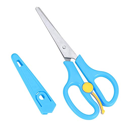 Semme Baby Food Scissors,Portable Stainless Steel Scissor Children Safety Food Cutter with Cover for Baby Infant Complementary Food(Blue)