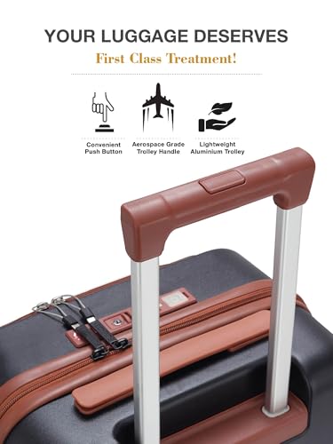 Image of FUR JADEN The Wayfarer 55cm Cabin TechPro Polycarbonate Suitcase I USB-C Charging Port I Laptop Compartment I 8 Silent Shock Absorbing Wheel I TSA Lock I Aviation Grade Trolley (Stark Black, TechPro)