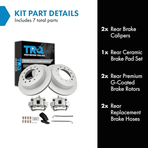 Image of TRQ Rear Brake Pad and Rotor Set Ceramic G Coated Rotors Calipers Compatible with 2003-2009 Lexus GX470