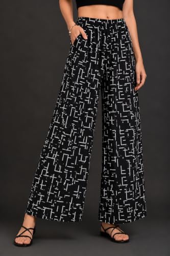 Image of Women Printed Palazzo Pants Combo Pack of 2, Comfortable Elastic Waist Lounge Pants for Women | Relaxed Fit, Loose Fitting Wide Leg Palazzo Pants, Casual Bottom (Available in S to 3XL Size)