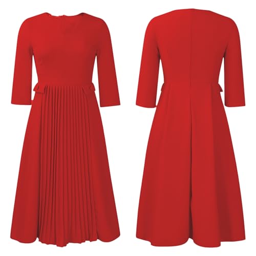 Image of Wear to Work Midi Dress for Women Business Casual A-line Dress Elegance Church Outfits