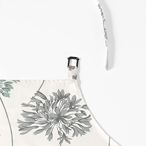 Image of HPD Half Price Drapes Aprons for Men Women with Large Pockets Adjustable Unisex PRTW-D05-AP Allium Printed Cotton, 27 X 34 Inch, Allium Blue Gray