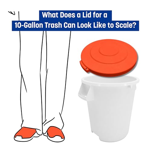 Image of SPARTA Bronco Lid for 10 Gal. Trash Can, Durable, Food-Safe, NSF and HACCP-Compliant, Lid for Commercial Use (Container Sold Separately - Fits Bronco Only), Polyethylene, 10 Gallon, Orange (Pack of 6)