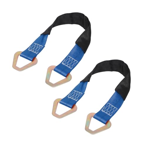 FALVFUN 2PCS Car Axle Tie Down Straps 24 x 2 6000 Lb Capacity Vehicle Wrecker Hauler Wheel Tie Down Strap with D Rings Heavy Duty Automotive Accessories Universal for Tow Truck Off-Road (Blue)
