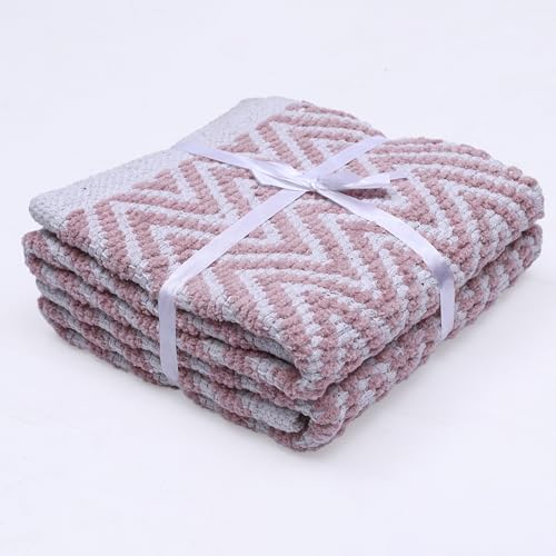 Image of THE HOME TALK Set of 2 Cotton Chenille Bath Rug | Area Rug for Spa, Vanity Shower, Kitchen & Living Room | Water Absorbent Linens | Soft Carpets | Bathroom Accessories (40x60 + 40x120 cm, Pink)