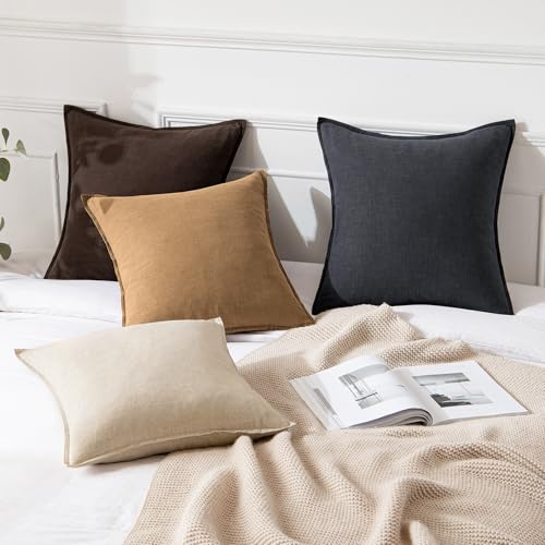 Image of MIULEE Decorative Linen Lumbar Pillow Covers 12x20 Inch Brown Boho Farmhouse Neutral Couch Throw Pillows for Bed Pack of 2 Accent Modern Pillowcase Sofa Livingroom Home Decor