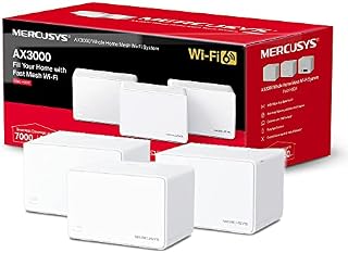 Mercusys AX3000 Whole Home Mesh Wi-Fi 6 System, Coverage up to 7,000 ft² (650 m²), Connect up to150 Devices, 160 MHz Channels, Full Gigabit Ports, Dual Band Wi-Fi, Easy App Control, Halo H80X (3-pack)