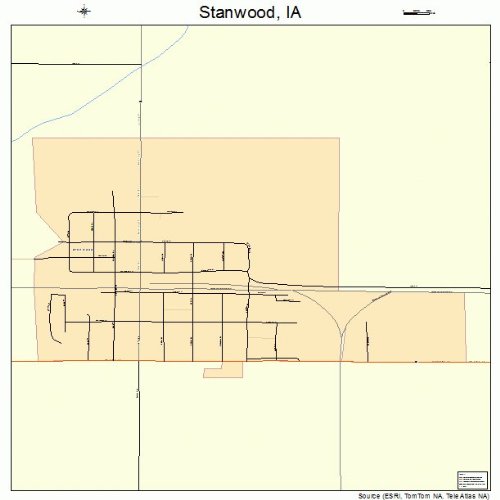 Large Street & Road Map of Stanwood, Iowa IA Printed poster size wall
