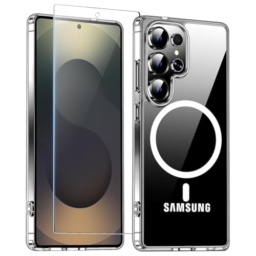 Image of Back Cover Case + Screen Protector for Samsung Galaxy S23 Ultra 5G | Mag-Safe Compatible | Transparent Mobile Phone Cover for Samsung Galaxy S 23 Ultra | S 23 Ultra 5G TPU Transparent Case
