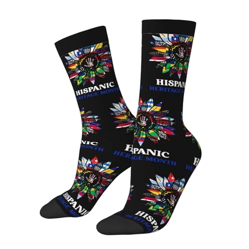 Hispanic Heritage Month Socks For Men Women Outdoor Sports Running Hiking Wicking Crew Socks