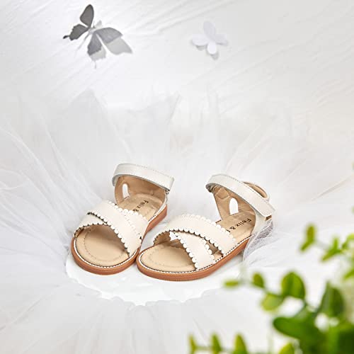 Image of Felix & Flora Toddler Girl Sandals -Flower Girl Dress Shoes Open Toe Little Kid Flats