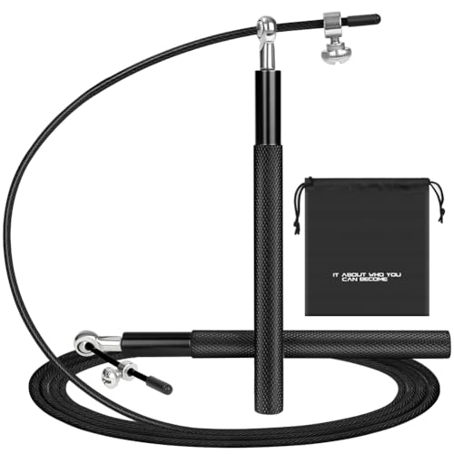 flintronic Speed Springseil, Verstellbares 300CM Seilspringen, 360° Springseil Erwachsene Fitness mit Doppellagersystem & Aluminium-Griff, Ideal für Crossfit, Fitness, Boxen und Cardio (Schwarz) flintronic Speed Springseil, Verstellbares 300CM Seilspringen, 360° Springseil Erwachsene Fitness mit Doppellagersystem & Aluminium-Griff, Ideal für Crossfit, Fitness, Boxen und Cardio (Schwarz)