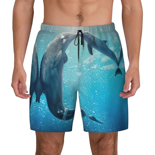 Short de plage double couche homme imprimé dauphin respirant léger