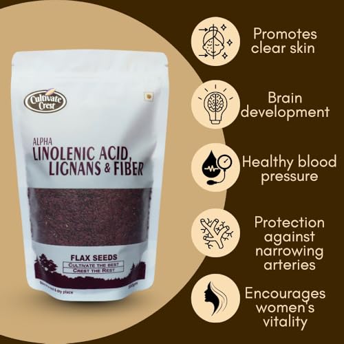 Image of Cultivate Crest Organic Flax Seeds 500g | 100% Natural & Raw High Protein Ground Flaxseeds | Rich in Omega 3, Asli Seeds | High Fiber Superfood for Daily Nutrition | Vegan, Keto Friendly