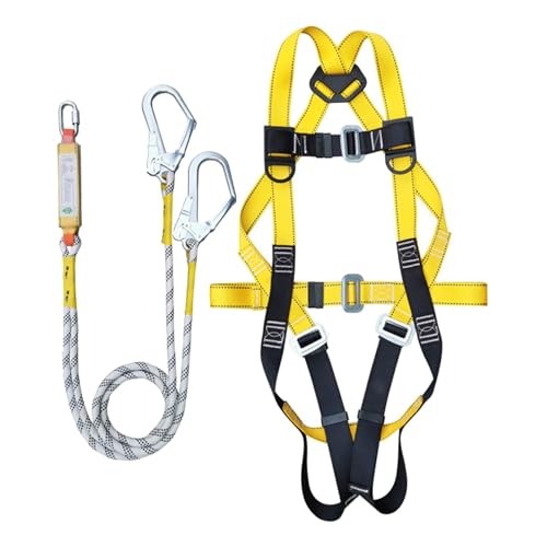 Arnés de seguridad para trabajadores de la construcción, arnés de seguridad para escaleras, arnés de techo de protección de cuerpo completo, arnés ajustable de 5 puntos resistente con cordón, fuerte
