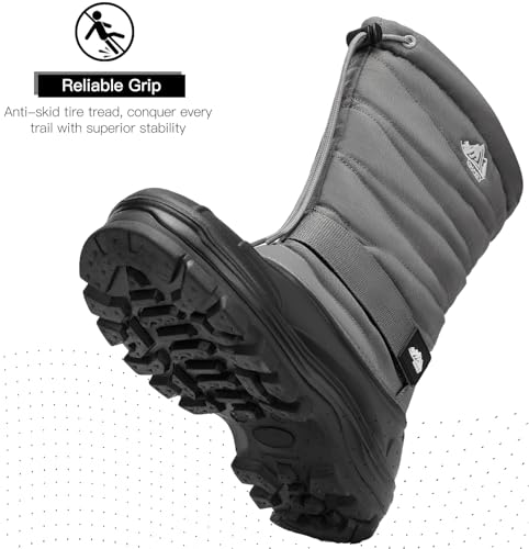 Kricely Mens Winter Boots Waterproof Snow Boots Insulated Hiking Shoes Grey by Kricely - Used condition - Image 3