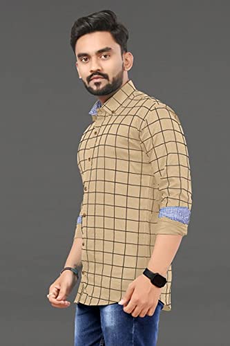 Image of Men's Casual Cotton Checks Shirt