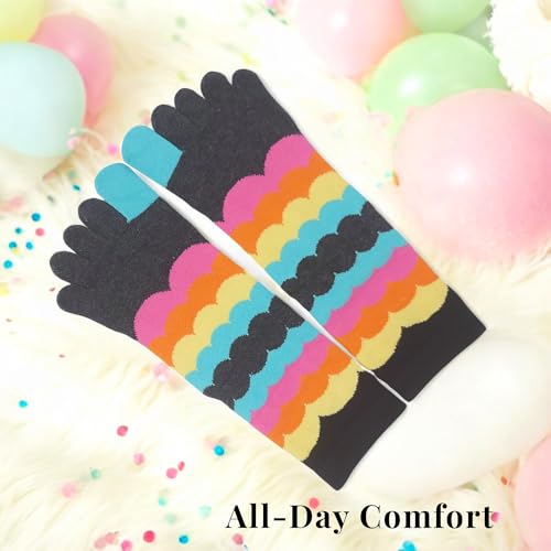 Image of Toe Socks Women - Non-Slip Grip Socks for Yoga, Pilates & Barre, Five Finger Cotton Athletic Socks with Storage Bag
