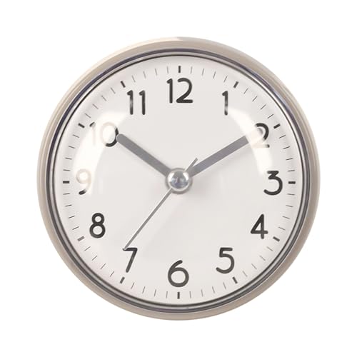 Horloge de salle de bain étanche – Alarme à lecture facile à ventouse, petite horloge à piles de 7,6 cm, design en silicone ABS 76 g, grands chiffres d'affichage | Miroir de douche fiable, réfrigérate