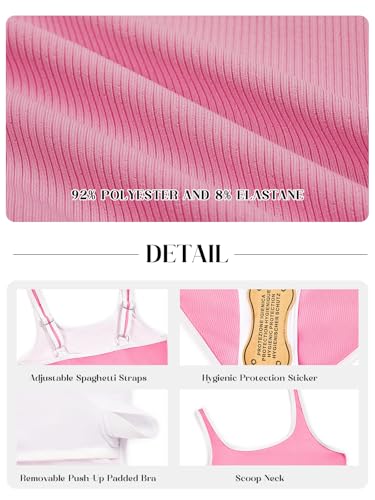 Haloumoning Girls One Piece Swimsuits Kids Cute Adjustable Strap Ribbed Bathing Suit Swimwear 5-14 Years4