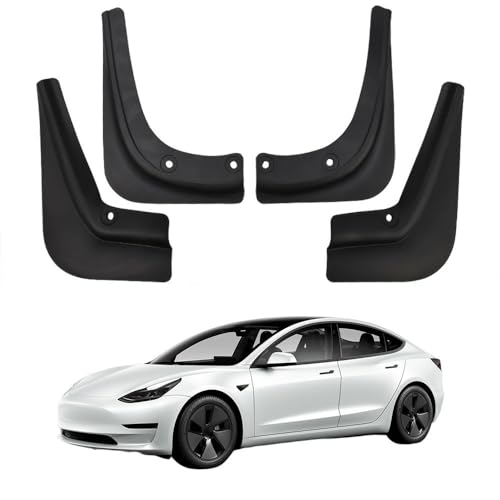 Image of JSCARLIFE Mud Flaps Kit for T-esla Model 3 2017-2023 Premium Front Rear Set, Mud Flaps Splash Guards Mudguards Protective Fender 4pcs, Moulded Full Protection Set Splash Mud Guards
