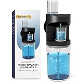 Automatic Mouthwash Dispenser, 550ml (19.35 Oz) Mouthwash Dispenser for Bathroom with Magnetic Cups, 3 Dispensing Levels, Long Standby Time Black