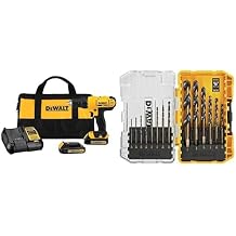 Bundle of DEWALT 20V Max Cordless Drill/Driver Kit, 2 Batteries and Charger Included DCD771C2 + DEWALT Drill Bit Set, 3-Flats Shank,14-Piece, 135 Degree Split Point DWA1184