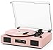 DANFI AUDIO DF Vinyl Record Player Vintage Wireless Bluetooth Record Player with Enhanced Speakers, USB Recording, LP Player with 3-Speed Belt Drive Turntable Support RCA Line-Out AUX Input EQ,Pink