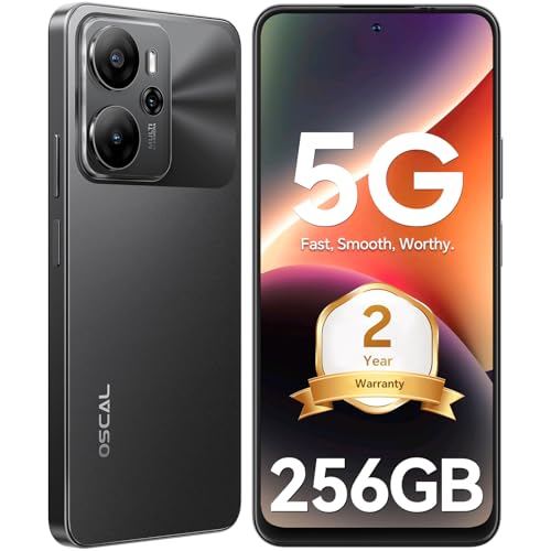 OSCAL TIGER 13 5G Mobile Phones, AI 5G Smartphone, 24(8+16) GB Gaming Phone, Mobile Phone 256GB(TF 2TB),Octa Core, 50+8MP,90Hz 6.67 HD+ Dual Sim,5000mAh, Face ID/Fingerprint/NFC/OTG/GPS (Black)