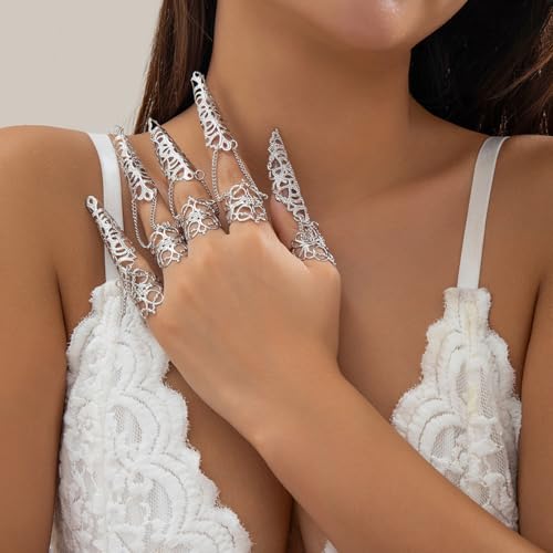 Gothic Nails Bracelets for Women Men Punk Fingera Hand Chain Cosplay Finger Rings Claw Bracelets Costume Jewelry2