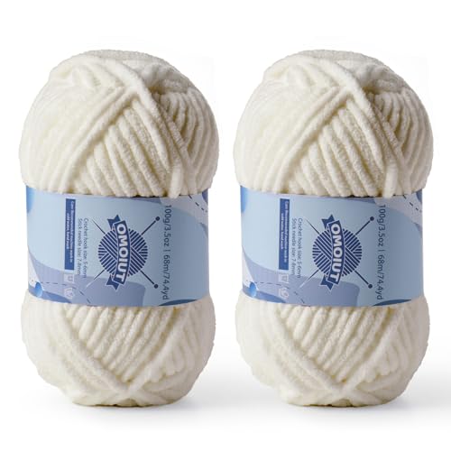 Image of 2 Pack Chunky Chenille Yarn for Crocheting, Baby Yarn for Crocheting Soft Blankets, Bulky Yarns for Crochet Amigurumi, 200g (148.7yds) Fluffy Velvet Yarns for Hand Knitting (2 Light Khaki)