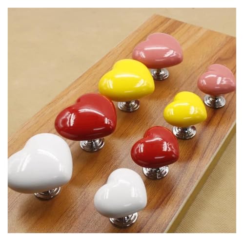 Bouton céramique cœur rouge pour meuble et commode romantique - 6