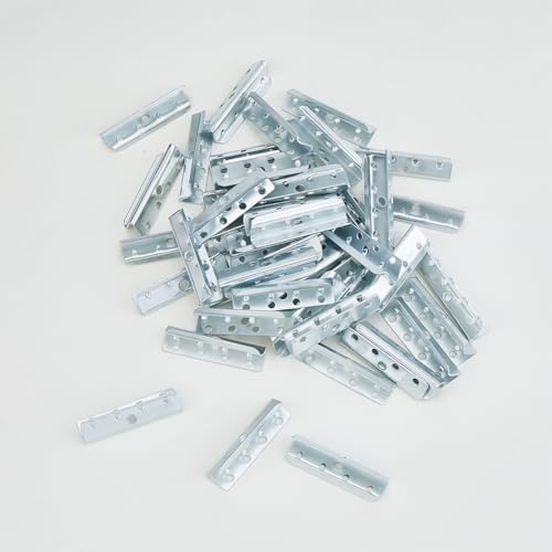 SUPERFINDINGS 50Pcs Metal End Clips Webbings Clips 2x0.6Inch Silver End Clips for Rubber Webbing with Screws Chair Rubber Upholstery Webbing End Clips for Rubber Webbing - Image 4