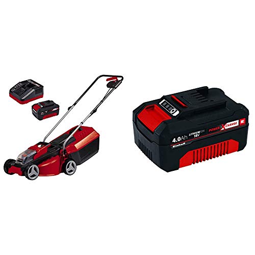 Einhell GE-CM 18/30 Li-Cortacésped inalámbrico Power X-Change, 30-70mm, ancho de corte 30 cm, 35L + 4511396 Power X-Change - Batería de repuesto, 18 V, 4.0 Ah, duración de carga de 60 minutos