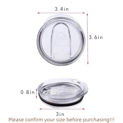 EYAKEG 20oz Tumbler Replacement Lids 1 Pack,3in Cup Mouth Compatible with YETI Rambler and More Tumbler Cups,Spill Proof Splash Resistant Silicone Sliding Covers., transparent
