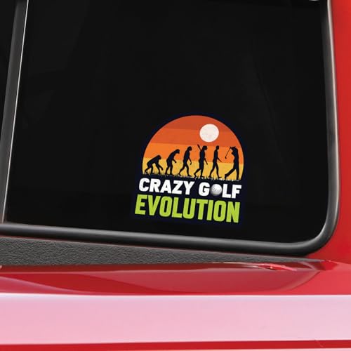 Image of Funny Golf Stickers - 5 Inch Waterproof Vinyl Decals - Choose from 10 Humorous Designs - Perfect for Cars, Golf Carts, Laptops, Windows, Bumpers & More (Golf Evolution)