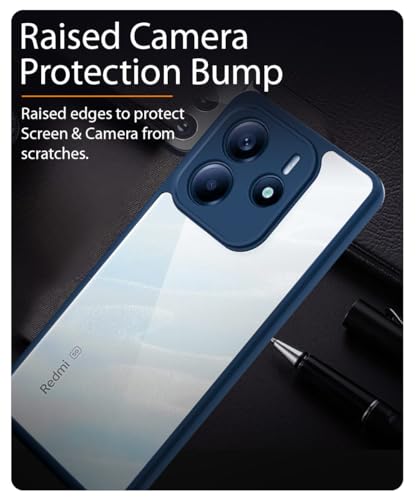 Image of WOW IMAGINE Shockproof Hybrid Back Cover for Redmi Note 14 SE 5G | Redmi Note 14 5G | Hard Slim fit Back Case | PC & TPU | Clear Transparent Case - Blue