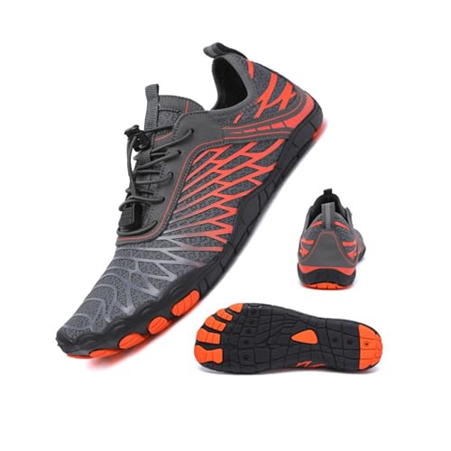 Hike Footwear Barefoot Shoes Womens Mens, Barefoot Trainers, Non-Slip Lightweight Water Shoes, Wide Toe Fit Walking Running Gym Swim Surf Outdoor Grey 41