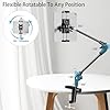 KDD Tablet Stand Holder with 360° Phone iPad Tripod Mount, 27in Long Arm Webcam Stand Projector Camera Mount for Desk, Fit for 4.7"-13" Devices, iPad Pro 12.9 Air Mini, Galaxy Tabs, Switch, iPhone #3