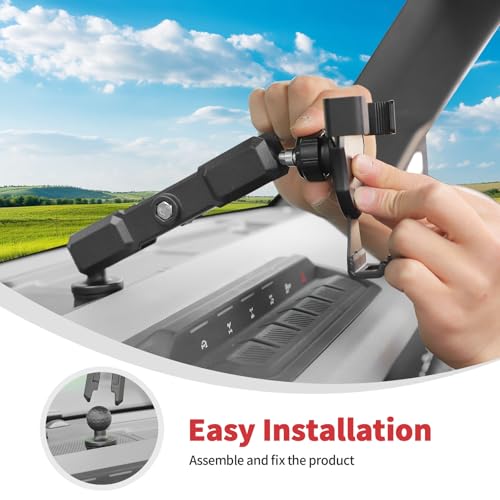 Image of Linskip Dash Universal Phone Mount for 2 /4 Door Ford Bronco Raptor & Bronco 2021-2025 2026 Accessories, Easy Clamp Cellphone Holder, One-Hand Operation, Interior Accessories