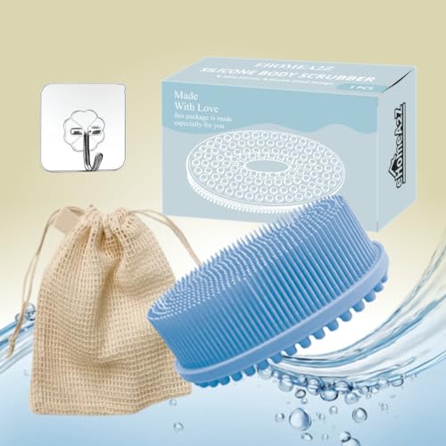 Image of Silicone Body Scrubber, Gentle exfoliating Body Scrubber That's Easy to Clean, Lathers Well, Long Lasting, and More Hygienic Than Traditional Shower Loofah (Sky Blue)