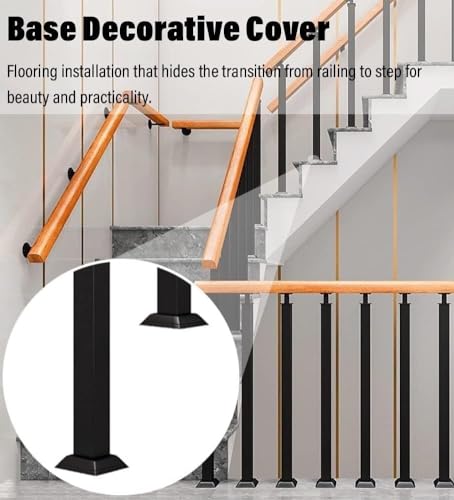 Pasamanos para escaleras interiores de metal negro columna de seguridad moderna de 90cm 6